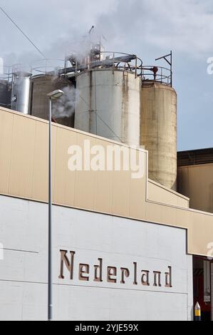 Viladecans. Spagna - 14 novembre 2024: La fabbrica Nederland di Viladecans è raffigurata in questa immagine, che mostra la sua architettura elegante e moderna Foto Stock