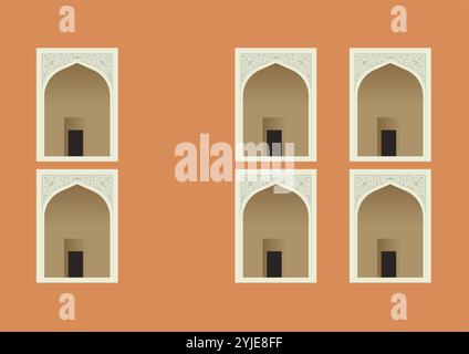 Elementi della finestra ad arco moghul - illustrazione stock come file EPS 10 Illustrazione Vettoriale