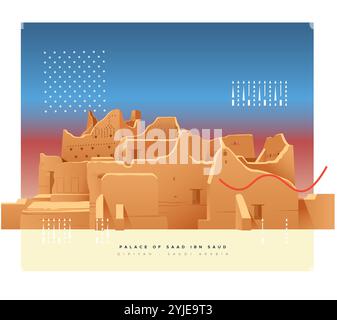 Distretto storico di At-Turaif Diriyah - Arabia Saudita - illustrazione delle scorte come file EPS 10 Illustrazione Vettoriale