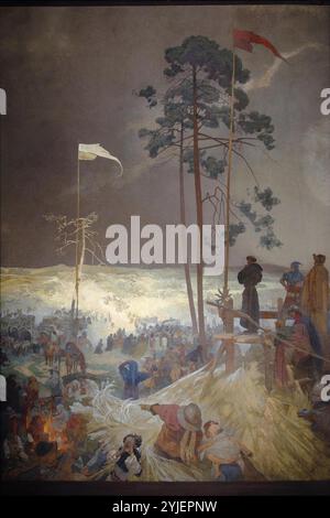L'incontro Na Krizkach (il ciclo dell'epica slava). Museo: Galleria della città di Praga. Autore: Alfons Marie Mucha. Foto Stock