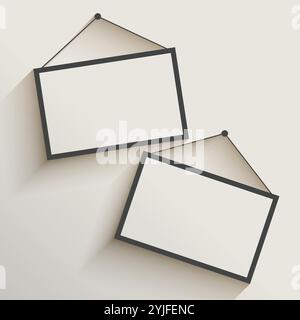 Blank photo frame appeso alla parete Illustrazione Vettoriale