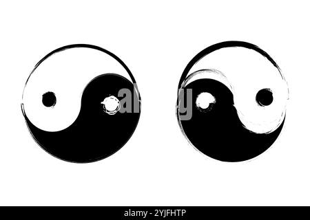 Simbolo Yin e yang glifi. Simbolo dello sfondo isolato dell'illustrazione vettoriale yinyang. Icona Yin yang. Illustrazione Vettoriale
