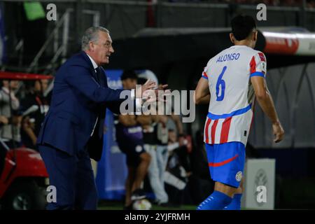 Buenos Aires, Argentina - 14 novembre 2024: La nazionale argentina di calcio è destinata ad affrontare il Paraguay in un'importante partita di qualificazione alla Coppa del mondo all'Estadio Monumental. Sotto la guida dell'allenatore Lionel Scaloni, la squadra vede protagonisti tra cui Lionel messi e il giovane talento Alejandro Garnacho, tra le altre figure chiave. L'Argentina mira a estendere le sue forti prestazioni nelle qualificazioni con una formazione completa, sostenuta da appassionati appassionati di casa. (Foto di Sebastian Guelli / UNAR Photo) / Alamy Live News Foto Stock