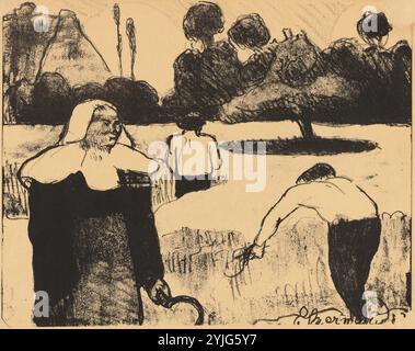 Breton Women Harvesting (Bretons faisant la moisson). Dimensioni: 24,5 cm x 32,7 cm, 24 cm x 29,9 cm. Museo: Van Gogh Museum, Amsterdam. Autore: EMILE BERNARD. Foto Stock