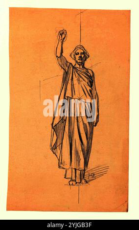 Design per illustrazione in De Amsterdammer: Justitia (28 agosto 1920). Relatore per parere: Johan Braakensiek. Dating: 1920 - prima del 28-Aug-1920. Misurazioni: h 407 mm × W 242 mm. Museo: Rijksmuseum Amsterdam. Foto Stock