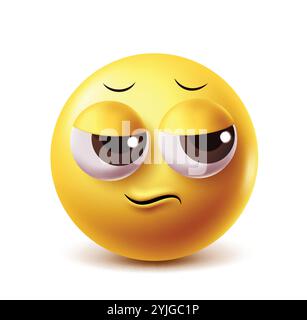 Carattere vettoriale emoji volto preoccupato. Emoticon 3d clipart come fastidioso, ansia, stress, turbamento e confusione nell'espressione facciale in bianco Illustrazione Vettoriale