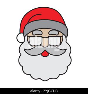 Un'allegra icona di Babbo Natale, con la sua iconica barba bianca, il cappello rosso e il sorriso caldo. Questo design aggiunge un tocco di spirito natalizio a qualsiasi progetto. Illustrazione Vettoriale