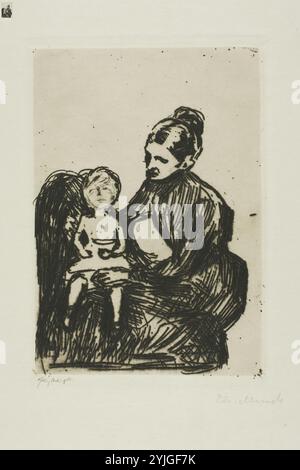 Infermiera con un ragazzo/la madre e il bambino che piange. Edvard Munch; norvegese, 1863-1944. Data: 1902. Dimensioni: 163 x 113 mm (immagine); 172 x 121 mm (piastra); 325 x 265 mm (foglio). Incisione e punto di essiccazione su carta color crema. Origine: Norvegia. Museo: Chicago Art Institute, FLORENCIA, USA. Foto Stock