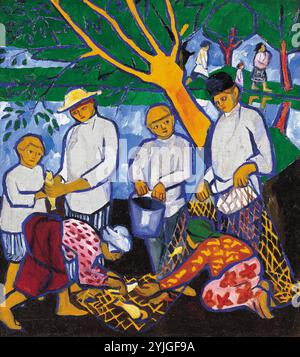 Natalia Goncharova (Negaievo, 1881-Parigi, 1962). Pesca (pescatori) (1909). Olio su tela. 112 x 99,7 cm. Museo: Museo Nacional Thyssen-Bornemisza, Madrid. Foto Stock