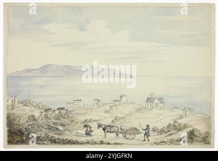 Vista di Dalkey dalla strada. Elizabeth Murray; inglese, c. 1815-1882. Data: 1843. Dimensioni: 176 mm x 254 mm. Acquerello con tracce di gouache bianche su grafite su carta grigia intrecciata. Origine: Inghilterra. Museo: Chicago Art Institute, FLORENCIA, USA. Foto Stock