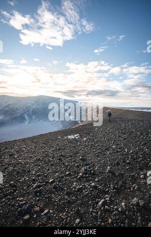 Percorso del vulcano Hverfjall in Islanda. Trekking Foto Stock