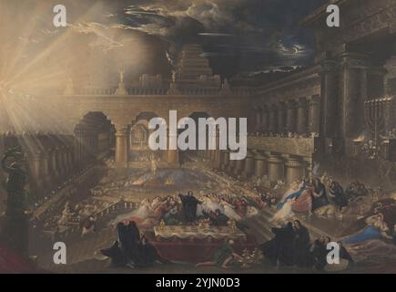 Belshazzar's Feast, 1826, intaglio misto a colori a mano, foglio: 47,9 x 68,1 cm (18 7/8 x 26 13/16 pollici), John Martin (artista) britannico, 1789 - 1854 Foto Stock