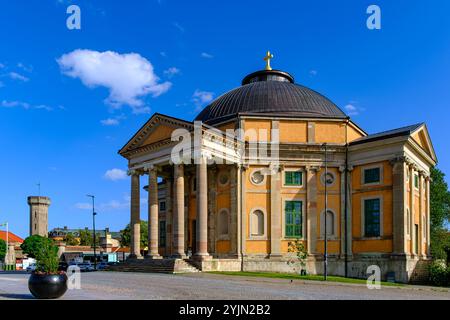 Chiesa della Trinità (Trefaldighetskyrkan), conosciuta anche come Chiesa tedesca (Tyska kyrkan), a Stortorget a Karlskrona, Blekinge, Svezia. Foto Stock