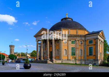 Chiesa della Trinità (Trefaldighetskyrkan), conosciuta anche come Chiesa tedesca (Tyska kyrkan), a Stortorget a Karlskrona, Blekinge, Svezia. Foto Stock