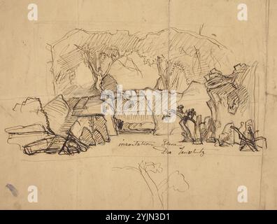 Robert Caney, British, 1847 - 1911, scena incantata da 'Der Freischutz', scenografie per Drury Lane Theatre, penna e inchiostro marrone con grafite su carta tessuta, foglio: 16,5 x 22,3 cm (6 1, 2 x 8 3, 4 pollici Foto Stock