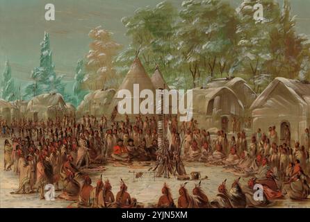 La Salle's Party ha festeggiato nell'Illinois Village. 2 gennaio 1680, 1847/1848, olio su tela, totale: 42 x 60,5 cm (16 9/16 x 23 13/16 pollici), George Catlin (artista) americano, 1796 - 1872 Foto Stock