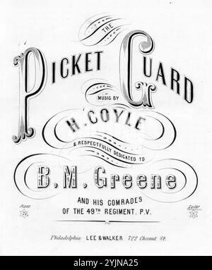 The Pickett Guard, Coyle, H. (compositore), Winner, Set. (Arrangiatore), Lee & Walker, Philadelphia, 1863., Stati Uniti, storia, Civil War, 1861-1865, Songs and Music, Patriotic Music, Stati Uniti, canzoni con pianoforte, Stati Uniti. Esercito. Pennsylvania Infantry Regiment, 49th (1861-1865), Songs and Music, Potomac River Valley, History, Military, 19th Century, Songs and Music, Green, B. M. (Benson M.), Songs and Music, Popular Songs of the Day, Songs and Music, War and Conflict, Civil War and Reconstruction (1861-1877), Music Associated with the Union Side, spartiti Foto Stock