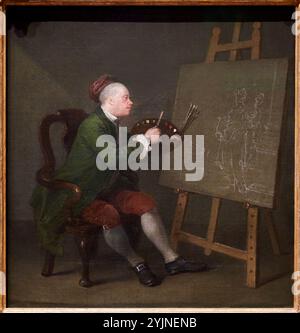 Autoritratto, William Hogarth, 1697-1764, 1757-1758, National Portrait Gallery, Londra, Regno Unito. Foto Stock