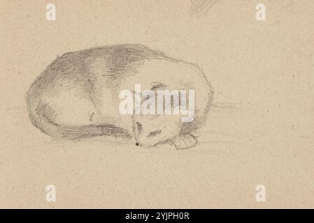 Schjerfbeck, Helene, libro per schizzi, 1876, disegno, 9,2 cm x 13,7 cm, parte: gatto dormiente, tempistica:, Helena Sofia Helene Schjerfbeck 1862 – 1946, pittrice modernista finlandese, nota per le sue opere realiste, autoritratti, paesaggi e nature morte, finlandia Foto Stock