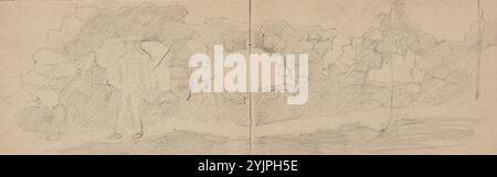 Schjerfbeck, Helene, libro per schizzi, 1876, disegno, 9,2 cm x 13,7 cm, parte: uomo nelle rovine del castello di Raasepor, tempistica:, Helena Sofia Helene Schjerfbeck 1862 – 1946, pittrice modernista finlandese, nota per le sue opere realistiche, autoritratti, paesaggi e nature morte, finlandia Foto Stock