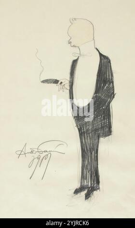 Favén, Antti, opera, caricatura, architetto Eliel Saarinen, disegno Foto Stock