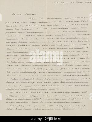 Lettera ad Anna Dorothea Dirks, stampata, scrittrice: Johan Huizinga, Leiden, 22 febbraio 1928, carta inchiostro, scrittura, penna, materiale stampato, Londra, Anna Dorothea Dirks, C.C. Delprat, Daniel Giltay Veth Foto Stock