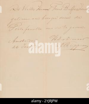 Lettera a Frans Buffa en Zonen, scrittore: Karel Frans Philippeau, Amsterdam, 26-Jan-1875, carta inchiostro, scrittura, penna, Frans Buffa en Zonen Foto Stock