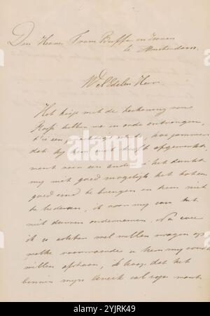 Lettera a Frans Buffa en Zonen, scrittrice: Gerardina Jacoba van de Sande Bakhuyzen, l'Aia, 11 novembre 1872, inchiostro di carta, scrittura, penna, disegno, Frans Buffa en Zonen Foto Stock