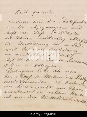 Lettera a Frans Buffa en Zonen, lettera datata dicembre 1875 in Later Hand., scrittore: William Unger, 1847 - 1932, carta inchiostro, scrittura, penna, materiale stampato, Frans Buffa en Zonen Foto Stock