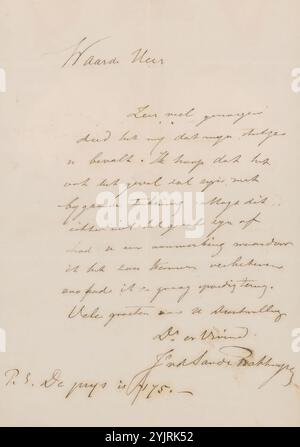 Lettera a Frans Buffa en Zonen, scrittore: Julius Jacobus van de Sande Bakhuyzen, l'Aia, 15 luglio 1873, inchiostro di carta, scrivere, penna, disegno, soldi, Frans Buffa en Zonen Foto Stock