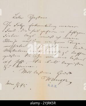 Lettera a Frans Buffa en Zonen, scrittore: William Unger, Vienna, 3 maggio 1875, carta inchiostro, scrittura, penna, malattie, viaggiare, turismo, Frans Buffa e Sons Foto Stock