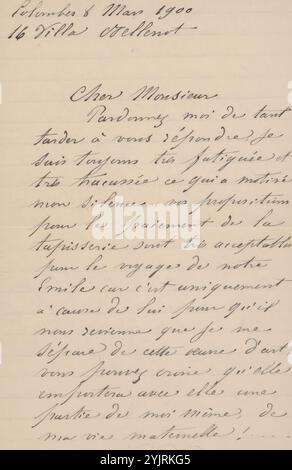 Lettera ad Andries Bonger, stampata, scrittrice: Héloise Bernard, Colombes, 8 marzo 1900, inchiostro di carta foderata, scrittura, penna, arti applicate, arti e mestieri, design industriale, pittura (compresi illuminazione di libri, miniature), Amsterdam, Andries Bonger, Émile Bernard Foto Stock