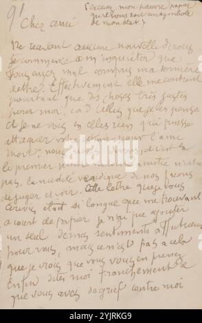 Lettera ad Andries Bonger, scrittore: Émile Bernard, Saint-Briac-Sur-Mer, dopo il 1 settembre 1891, inchiostro di carta, scrittura, penna, oggetto, Auvers-sur-Oise, Ungheria, Andries Bonger, Paul Ferdinand Gachet, Léon Deschamps (1864-1899), la Plume, Vincent van Gogh, Alphonse Germain, Paul Gauguin, Odilon Redon, Gustave Flaubert, Paul Cézanne, Anne Marie Louise van der Linden, Albert Mockel Foto Stock