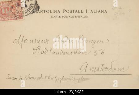 Cartolina per Andries Bonger, cartolina per foto, scrittore: Émile Bernard, creatore: Anonimo, editore: Ettore Ragozino, Napoli, entro il 1904 dicembre, inchiostro di cartone, scrittura, penna, fotostampa, Andries Bonger, Anne Marie Louise van der Linden Foto Stock