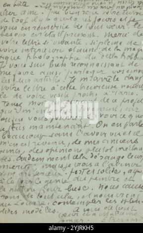 Cartolina ad Andries Bonger, cartolina, scrittore: Émile Bernard, Paris, in o prima del 3 novembre 1907, inchiostro di cartone, scrittura, penna, denaro, fotografia, cinematografia, pittura (compresa l'illuminazione di libri, la pittura in miniatura), Parigi, Andries Bonger, Luca della Robbia, Louvre (Parigi), Musée du Foto Stock