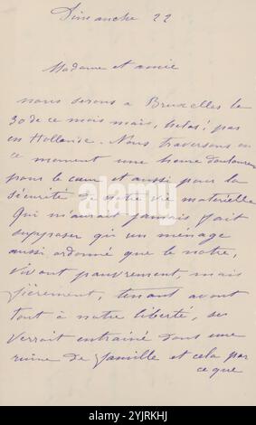 Lettera a Anne Marie Louise van der Linden, stampata, la lettera appartiene a un album compilato dalla vedova Francesca W.M. baronessa van der Borch van Verwolde con copie di lettere relative a (la famiglia di) Odilon Redon. La lettera è stata conservata a pagina 59., scrittore: Camille Redon-Falte, Parigi, 22-nov-1903, inchiostro di carta, scrittura, penna, vita familiare, Bruxelles (città), Anne Marie Louise van der Linden, Odilon Redon Foto Stock