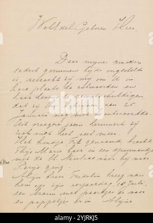 Lettera a Pieter Haverkorn van Rijsewijk, lettera, scrittore: FR. Becker, l'Aia, 22-apr-1911, inchiostro di carta, scrittura, penna, malattie, Pieter Haverkorn van Rijsewijk, Matthijs Maris, Fridolin Becker, Pulchri Studio, Martinus W. Liernur Foto Stock