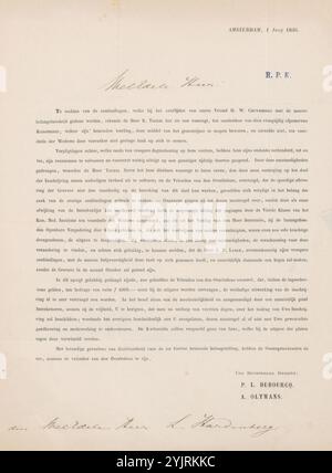 Lettera a Lambertus Hardenberg (1822-1900), scrittore: Pierre Louis Dubourcq, scrittore: Alexander Oltmans, Amsterdam, 1-giu-1846, inchiostro di carta, stampa, scrittura, penna, arti grafiche, soldi, Lambertus Hardenberg (1822-1900), Henricus Wilhelmus Couwenberg, Benoit Taurel, Johannes Philippus Lange Foto Stock