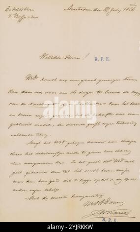 Lettera a Frans Buffa en Zonen, scrittore: Johann Wilhelm Kaiser (i), Amsterdam, 27-lug-1864, carta inchiostro, scrittura, penna, pittura (compresa l'illuminazione di libri, la pittura in miniatura ), le arti grafiche Foto Stock