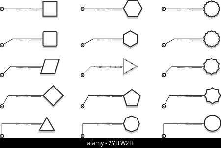 I titoli delle didascalie o le etichette delle didascalie hanno una forma diversa. illustrazione vettoriale isolata su sfondo bianco. Illustrazione Vettoriale