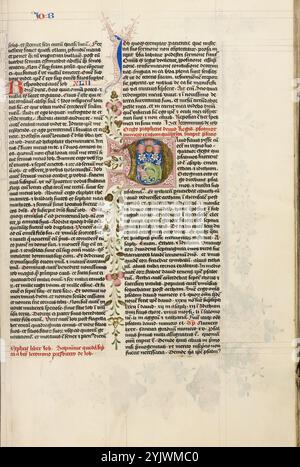 D iniziale: David che suona l'arpa; Bibbia, circa 1450. Foto Stock