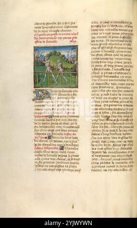 Alessandro Magno e il re Porus in Battle; Miroir Historial, intorno al 1475. Foto Stock