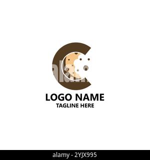 Lettera C cookie logo design vettoriale Illustrazione Vettoriale