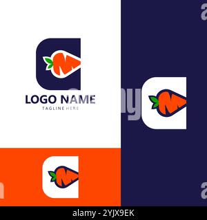 logo carota lettera c vettoriale Illustrazione Vettoriale