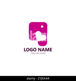 design vettoriale con logo heart elephant head Illustrazione Vettoriale