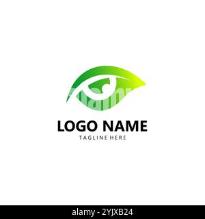 design vettoriale del logo a foglia d'occhio Illustrazione Vettoriale