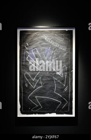 New York, Stati Uniti. 11 novembre 2024. Untitled (Anubis and Flying Saucer) di Keith Haring (c. 1980-83), asta stimata $180-250.000, in mostra al Sotheby's di New York l'11 novembre 2024. (Foto di Stephen Smith/SIPA USA) credito: SIPA USA/Alamy Live News Foto Stock