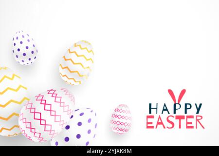 felice festa di pasqua 3d realistico uova design Illustrazione Vettoriale