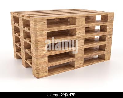 Pallet su sfondo bianco. illustrazione 3d. Foto Stock