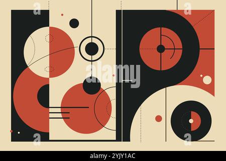 Moderno disegno astratto in stile Bauhaus con forme geometriche Illustrazione Vettoriale